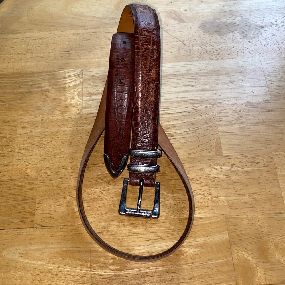 Belt Brown color Martin Dingman brand Alligator-Grain Leather Size 38 pre-owned - Picture 1 of 15
